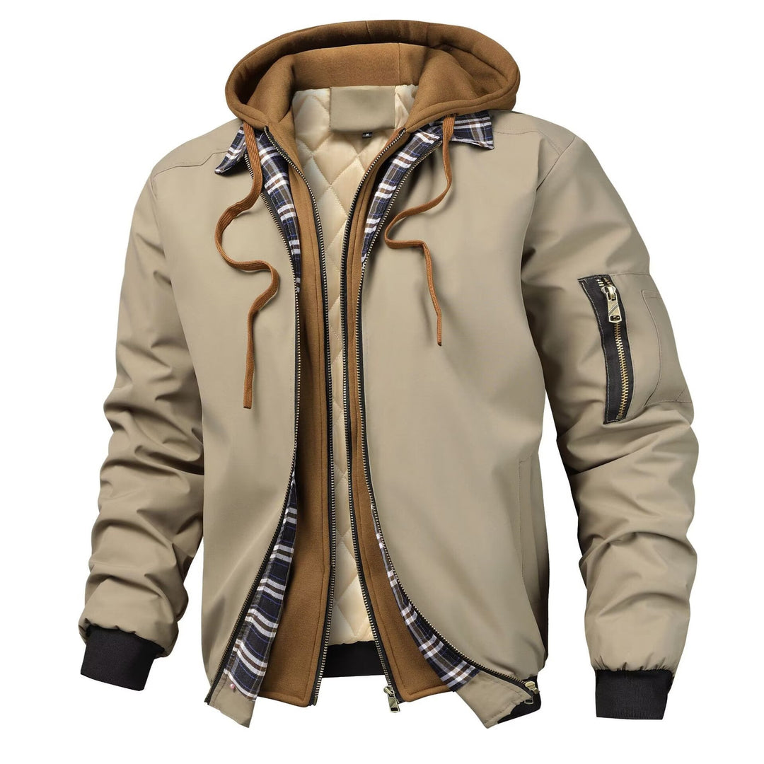 Herrenjacke mit Kapuze, Taschen und Kordelzug