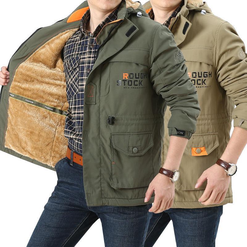 Herrenparka mit Kapuze und Taschen
