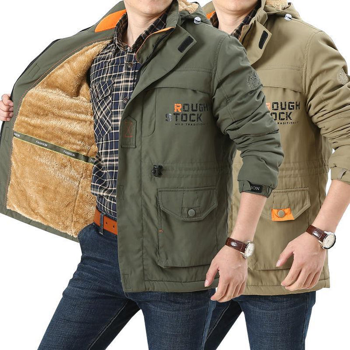 Herrenparka mit Kapuze und Taschen