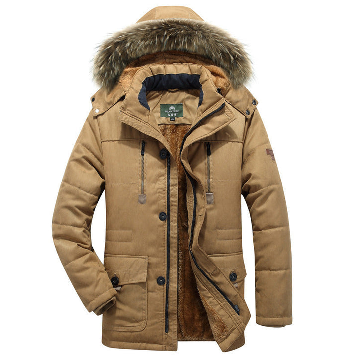Winterparka für Herren mit Kapuze, Knöpfen und Taschen