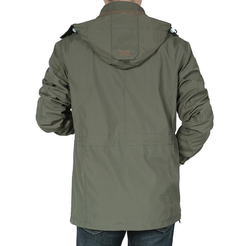 Herrenparka mit Kapuze und Taschen