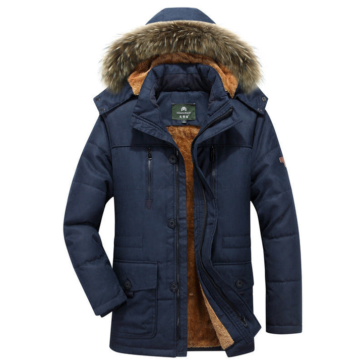 Winterparka für Herren mit Kapuze, Knöpfen und Taschen