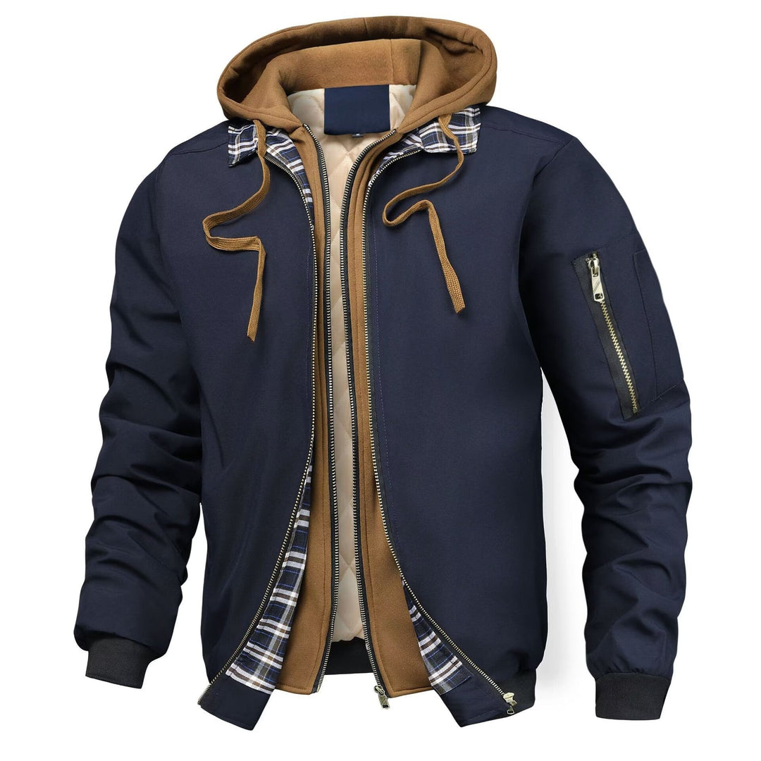 Herrenjacke mit Kapuze, Taschen und Kordelzug