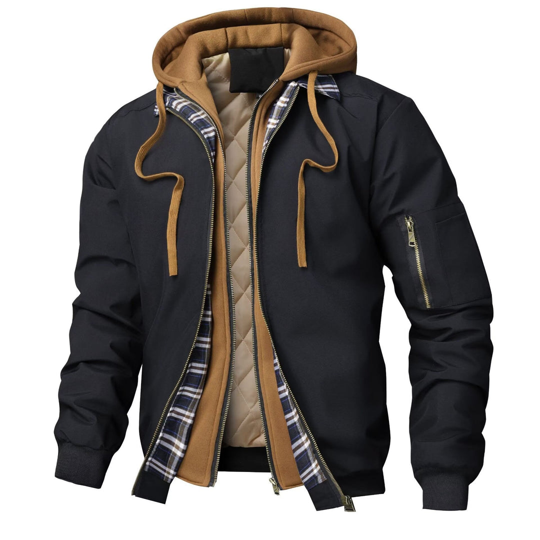 Herrenjacke mit Kapuze, Taschen und Kordelzug