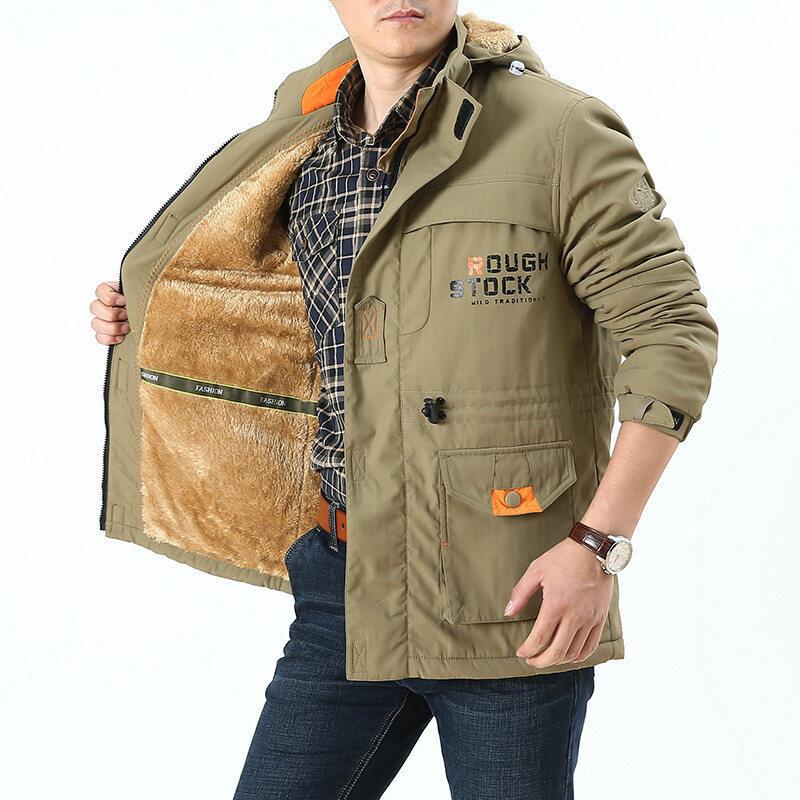 Herrenparka mit Kapuze und Taschen