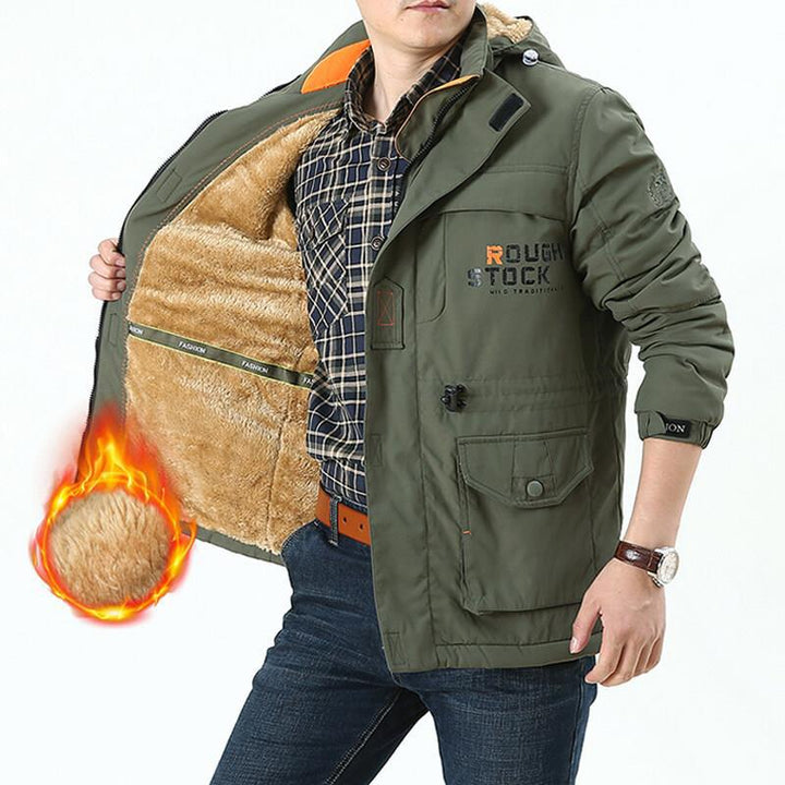 Herrenparka mit Kapuze und Taschen