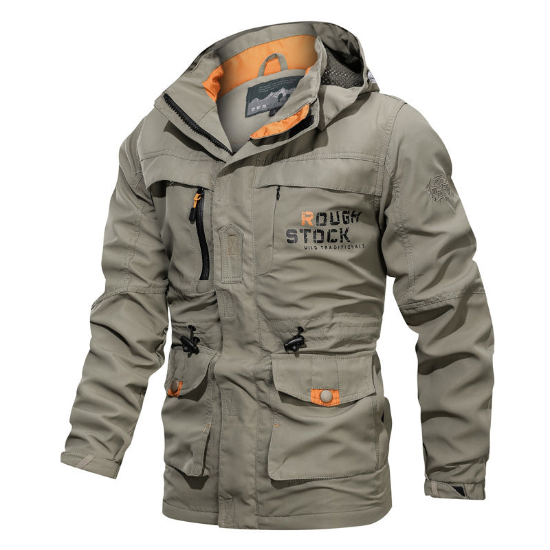 Herren-Veldparka mit Kapuze, Taschen und Kordelzug