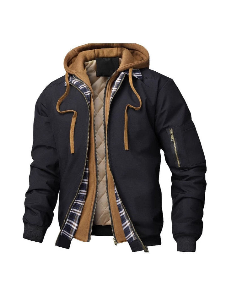 Herrenjacke mit Kapuze, Taschen und Kordelzug