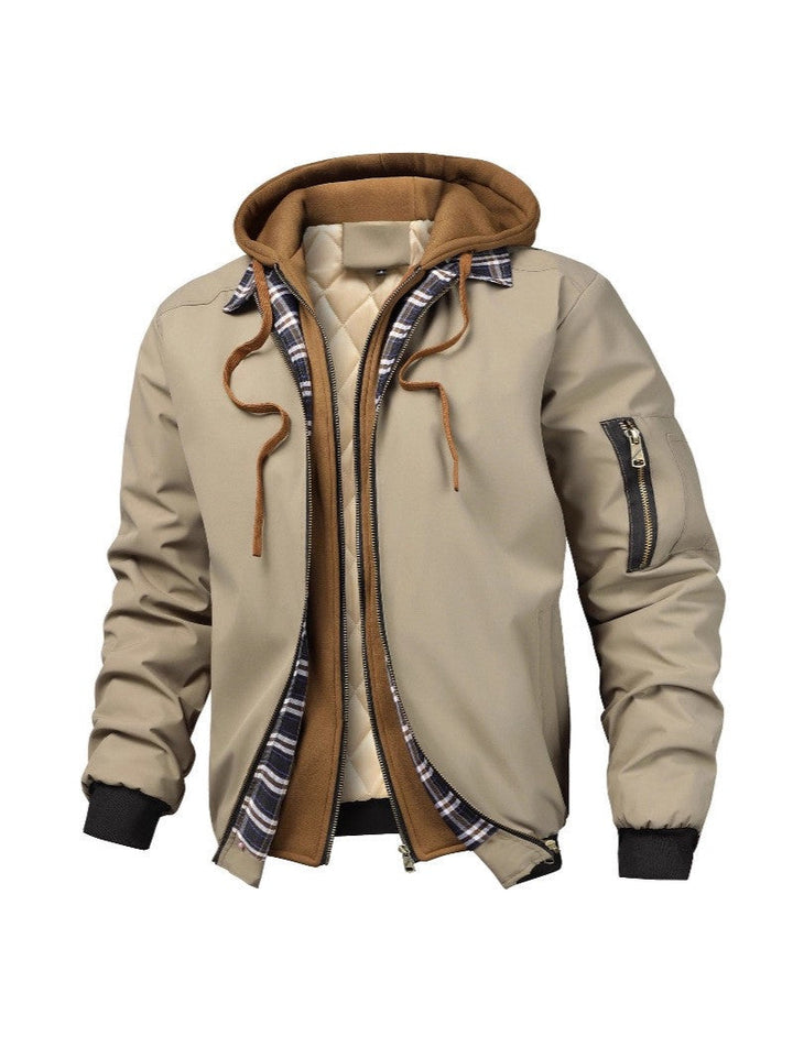 Herrenjacke mit Kapuze, Taschen und Kordelzug