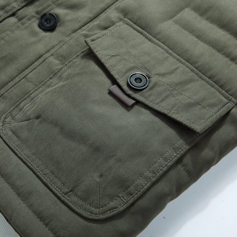 Winterparka für Herren mit Kapuze, Knöpfen und Taschen