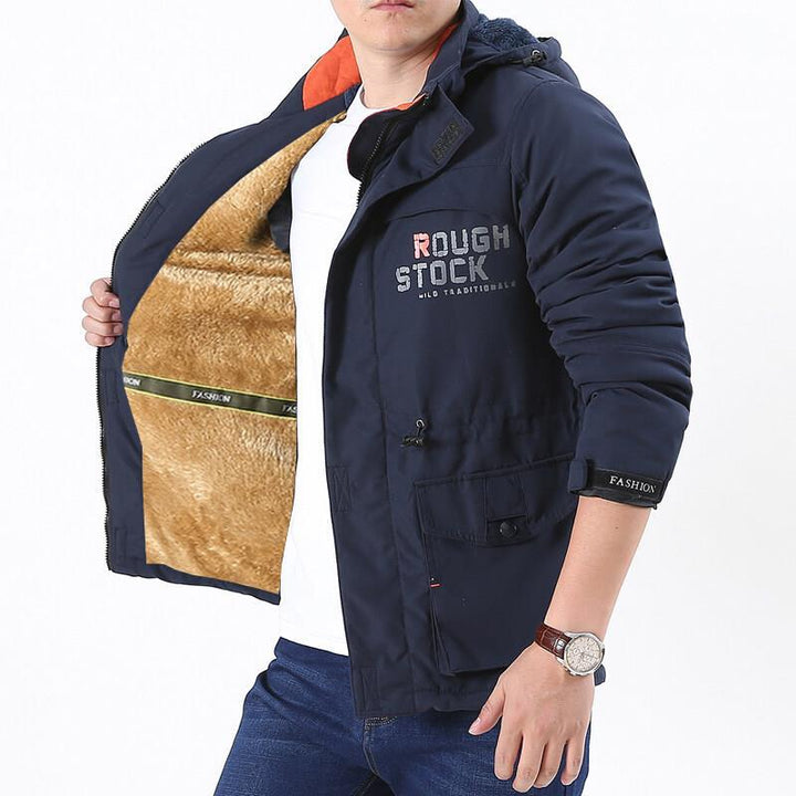Herrenparka mit Kapuze und Taschen