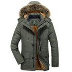 Winterparka für Herren mit Kapuze, Knöpfen und Taschen