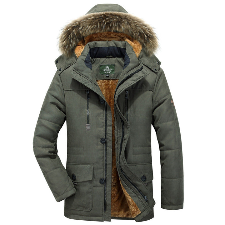 Winterparka für Herren mit Kapuze, Knöpfen und Taschen