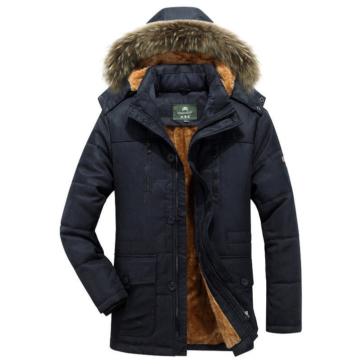 Winterparka für Herren mit Kapuze, Knöpfen und Taschen