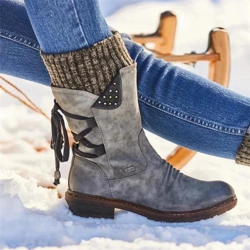 Orthopädische Wasserdichte Stiefel mit Reißverschluss und Fußgewölbestütze für Damen