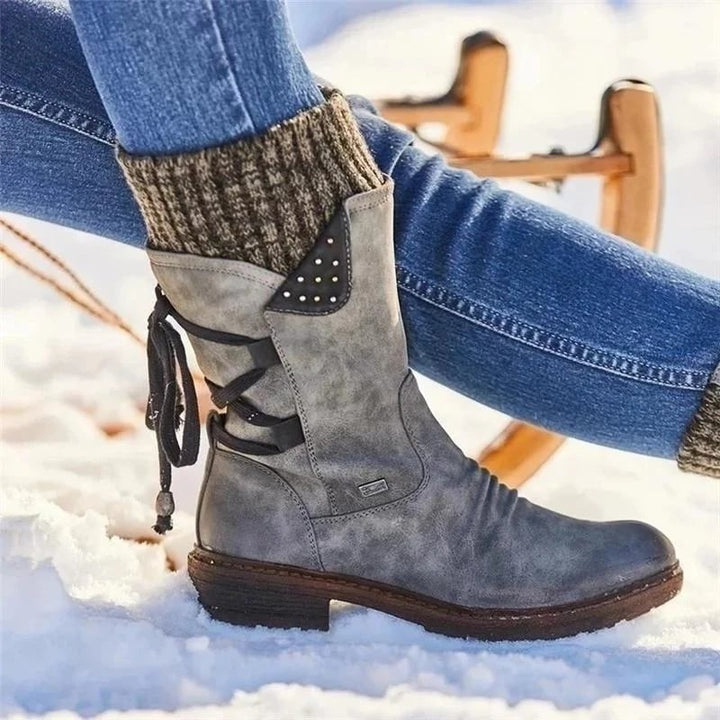 Orthopädische Wasserdichte Stiefel mit Reißverschluss und Fußgewölbestütze für Damen