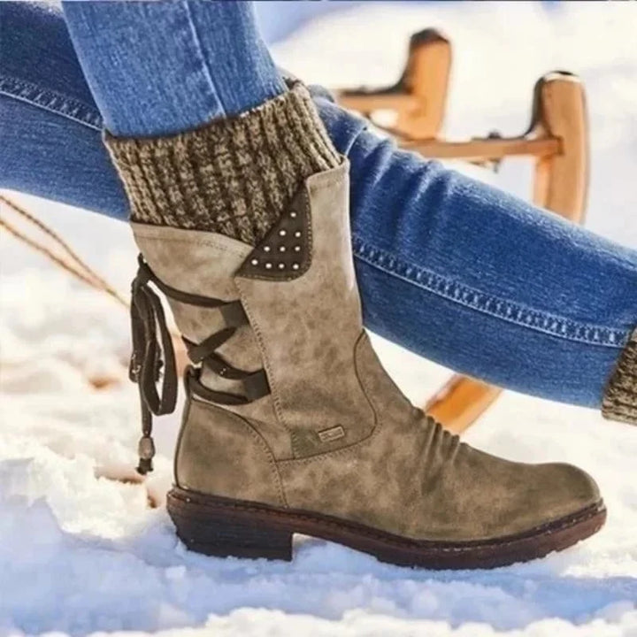 Orthopädische Wasserdichte Stiefel mit Reißverschluss und Fußgewölbestütze für Damen