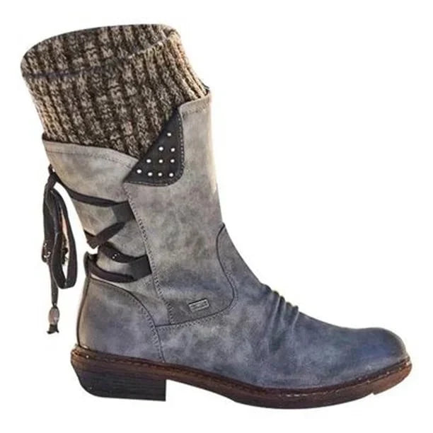 Orthopädische Wasserdichte Stiefel mit Reißverschluss und Fußgewölbestütze für Damen