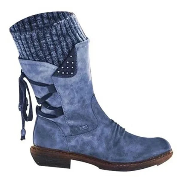 Orthopädische Wasserdichte Stiefel mit Reißverschluss und Fußgewölbestütze für Damen