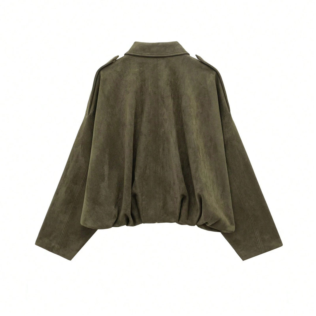 Oversized Bomberjacke mit Reißverschluss und Stehkragen