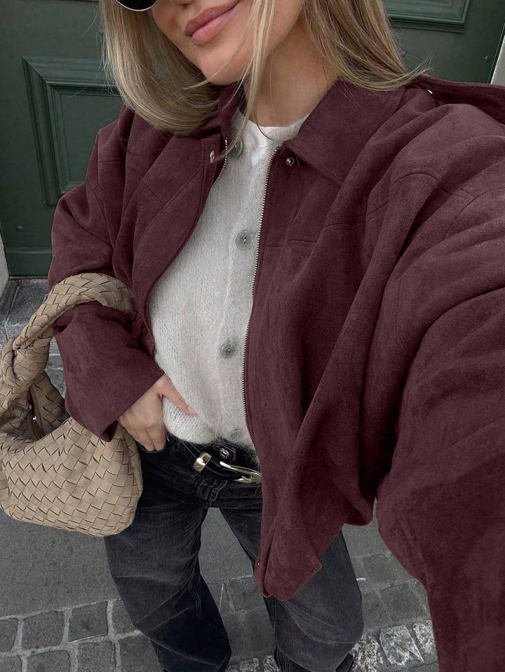 Oversized Bomberjacke mit Reißverschluss und Stehkragen