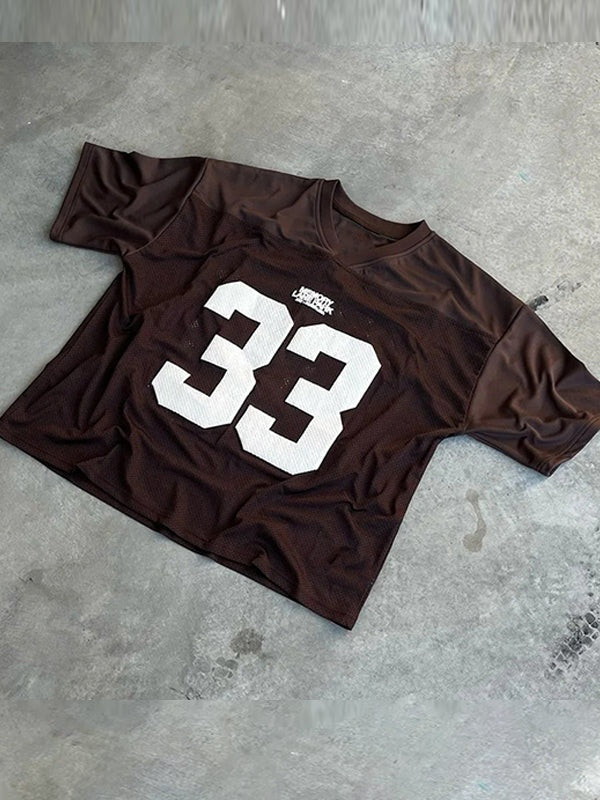 Oversized Y2K-Jersey-T-Shirt mit Nummerndruck