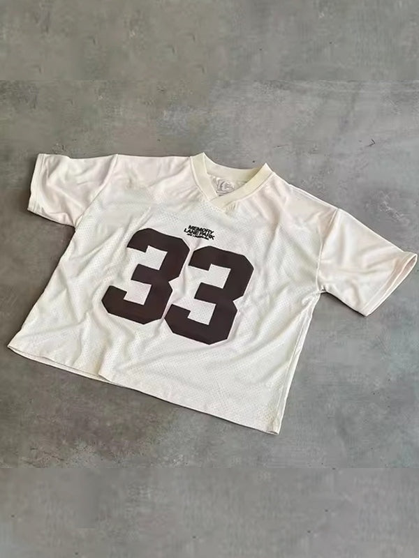 Oversized Y2K-Jersey-T-Shirt mit Nummerndruck