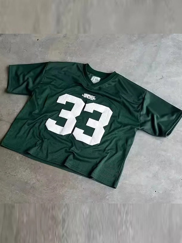 Oversized Y2K-Jersey-T-Shirt mit Nummerndruck