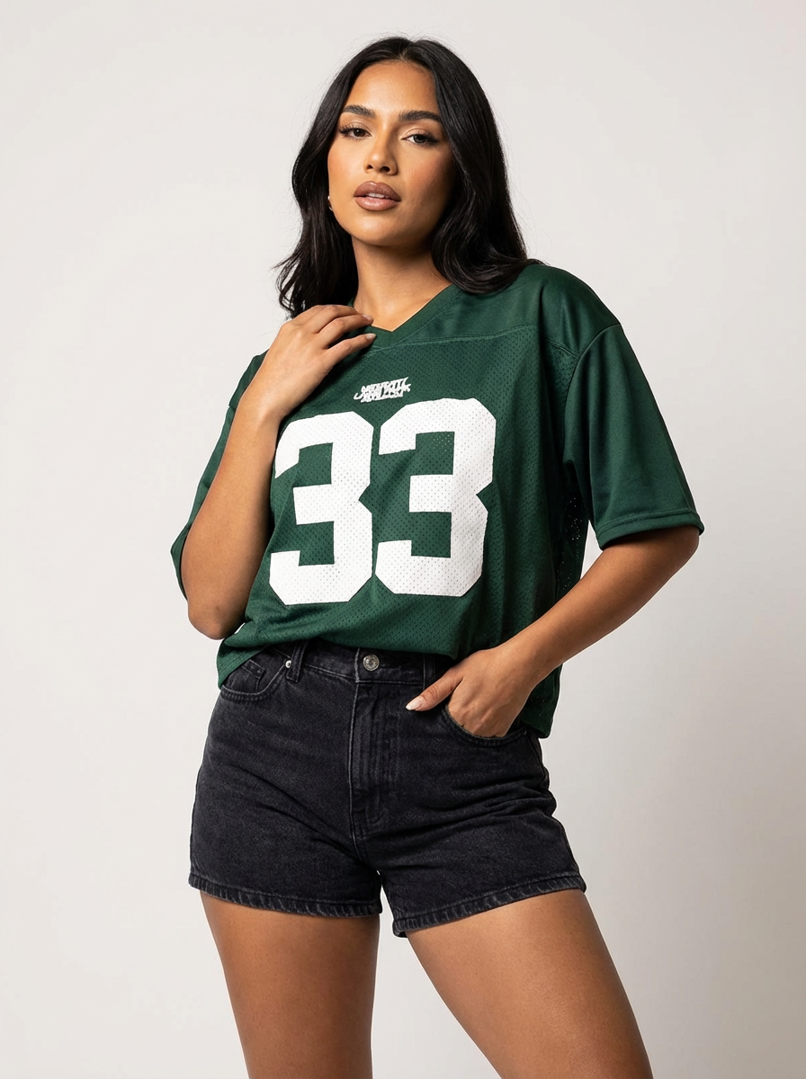Oversized Y2K-Jersey-T-Shirt mit Nummerndruck