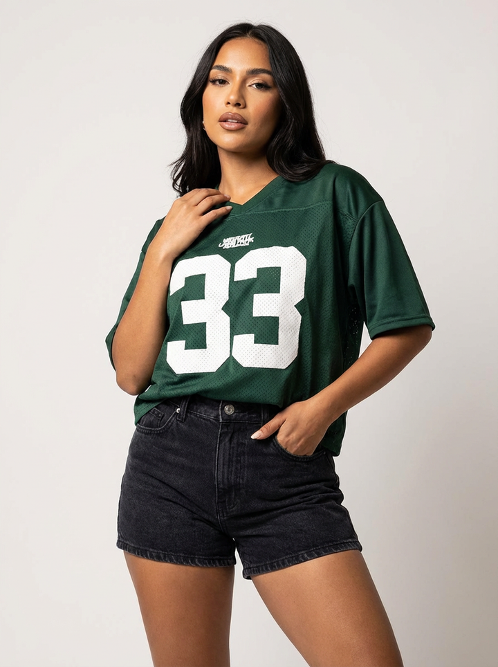 Oversized Y2K-Jersey-T-Shirt mit Nummerndruck