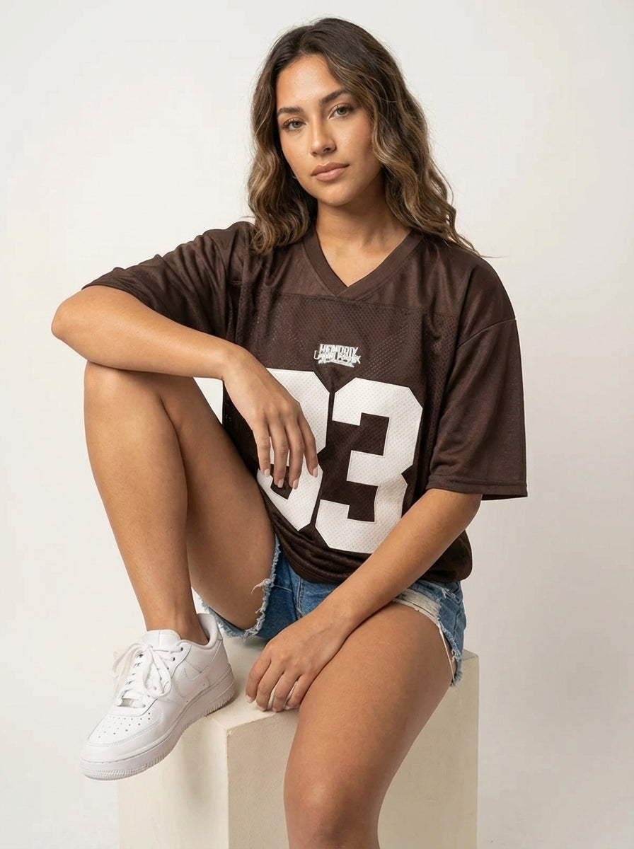 Oversized Y2K-Jersey-T-Shirt mit Nummerndruck