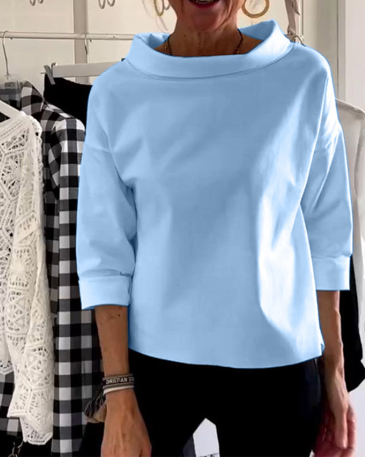 Damenbluse mit Wasserfallkragen 3/4-Arm