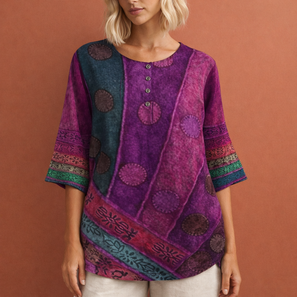 Oversized Sommertop mit buntem Druck für Damen | Noëlle
