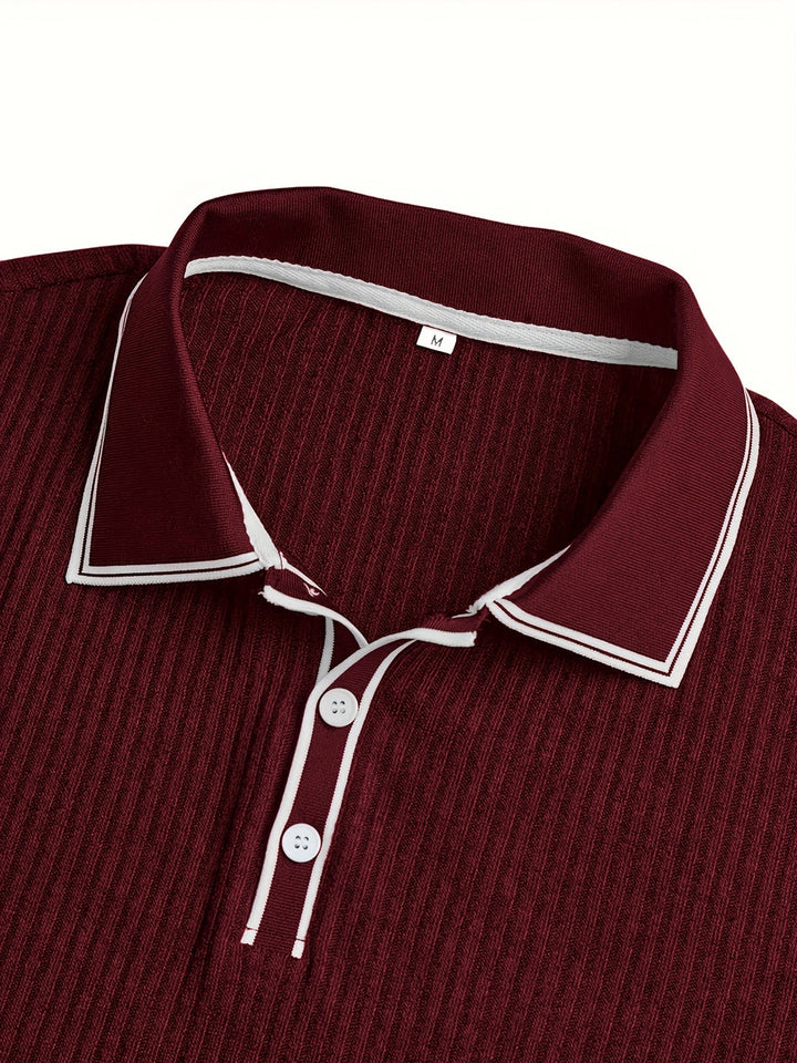 T-Shirt Herren - Polokragen mit Kontrastpaspel und kurzen Ärmeln | Kurz