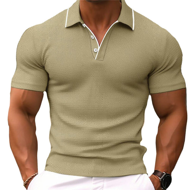 Herren T-Shirt - Polokragen mit kurzen Ärmeln und Kontrast | Slim Fit