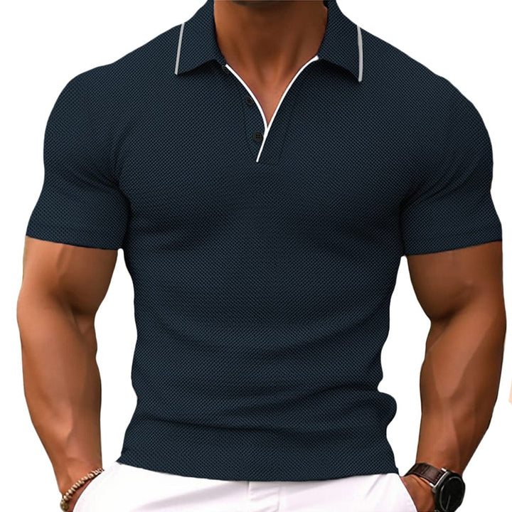 Herren T-Shirt - Polokragen mit kurzen Ärmeln und Kontrast | Slim Fit