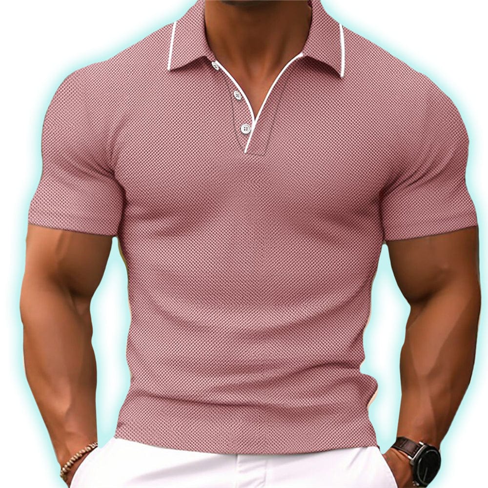 Herren T-Shirt - Polokragen mit kurzen Ärmeln und Kontrast | Slim Fit