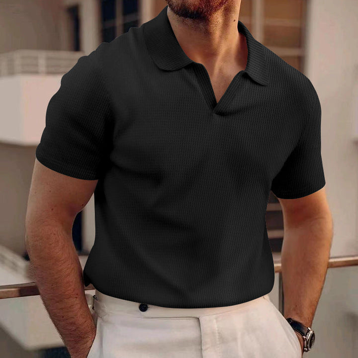 T-Shirt Herren - Offener Polokragen mit kurzen Ärmeln | Rekken