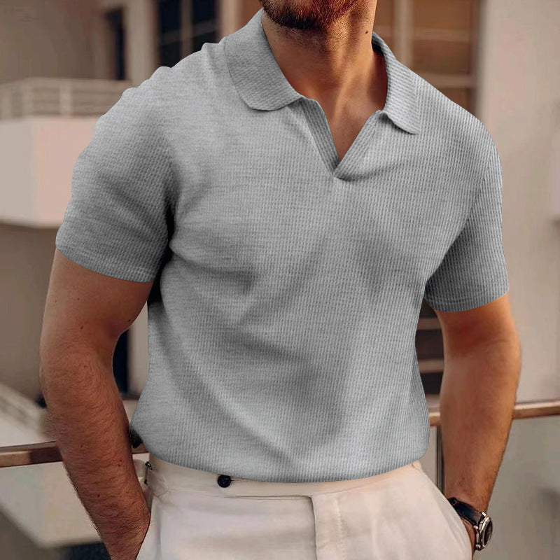T-Shirt Herren - Offener Polokragen mit kurzen Ärmeln | Rekken