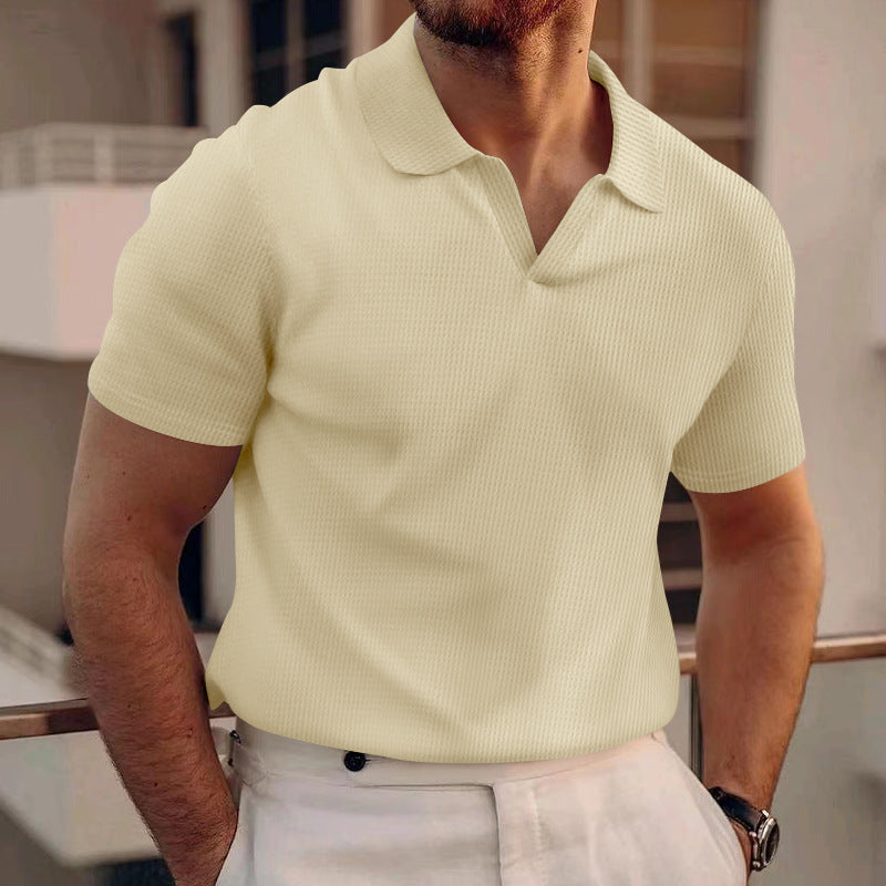 T-Shirt Herren - Offener Polokragen mit kurzen Ärmeln | Rekken