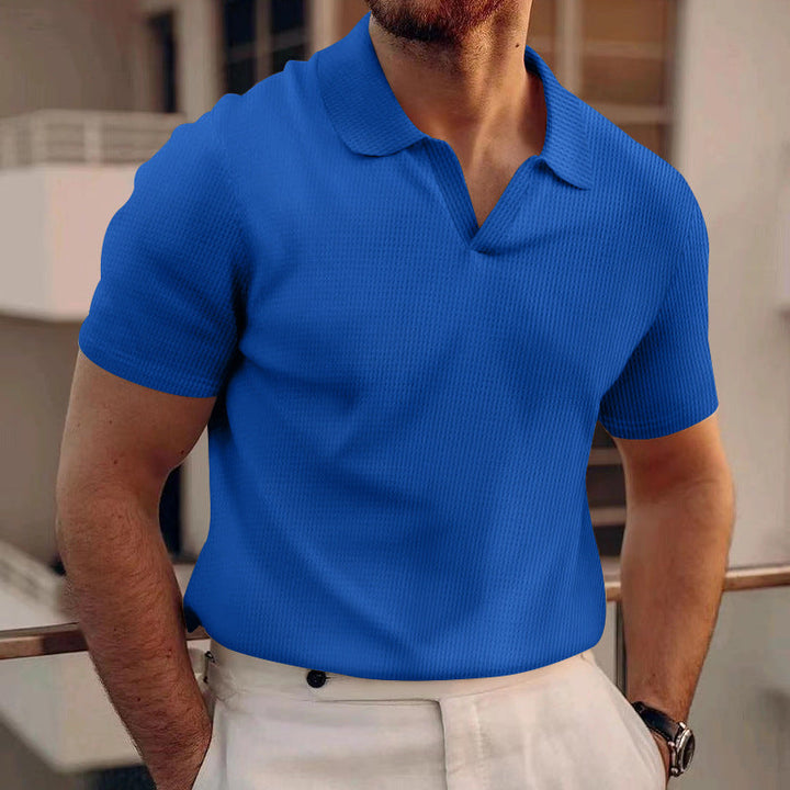 T-Shirt Herren - Offener Polokragen mit kurzen Ärmeln | Rekken