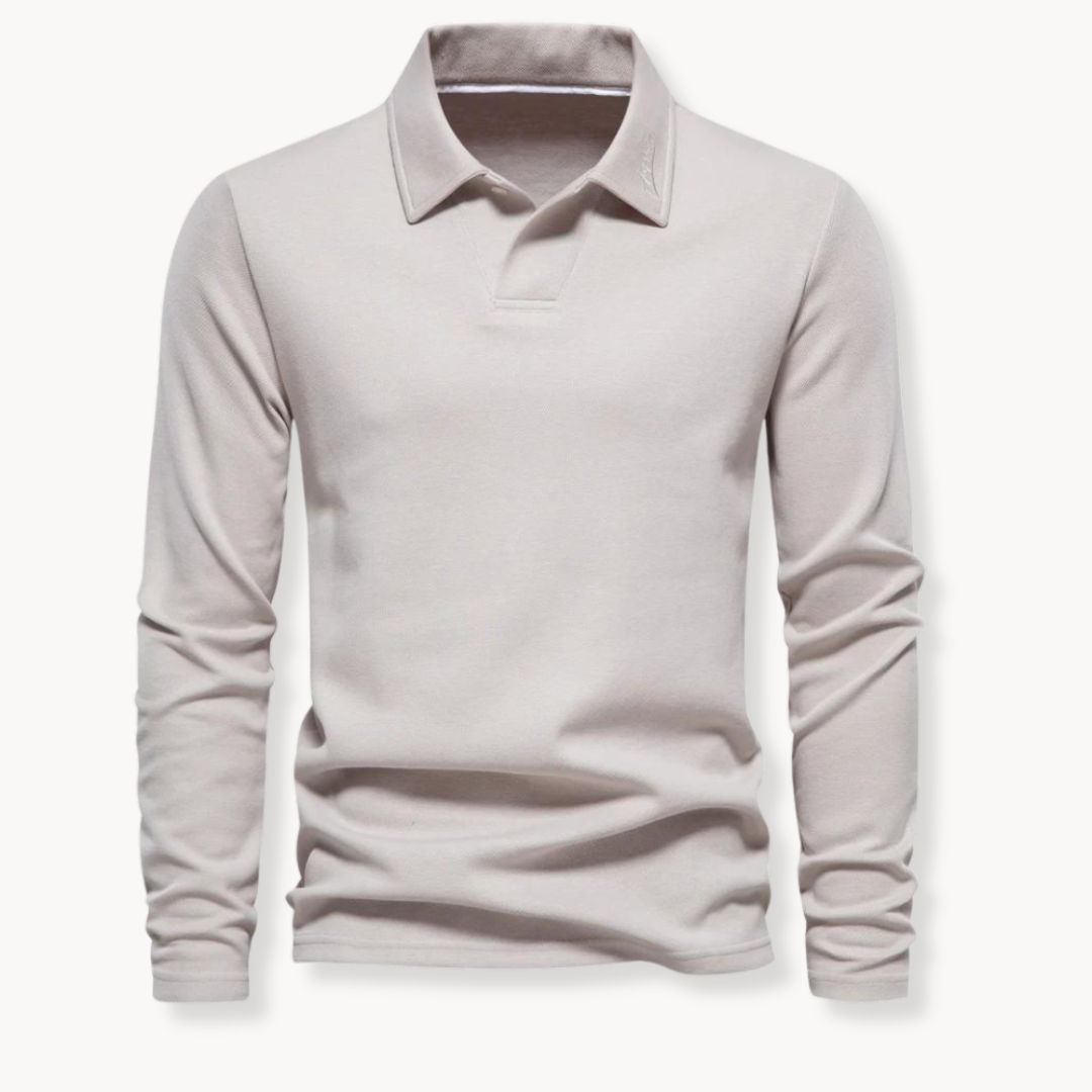 Herren Polo - Slim Fit mit langen Ärmeln und offener Kragen | Arbeit