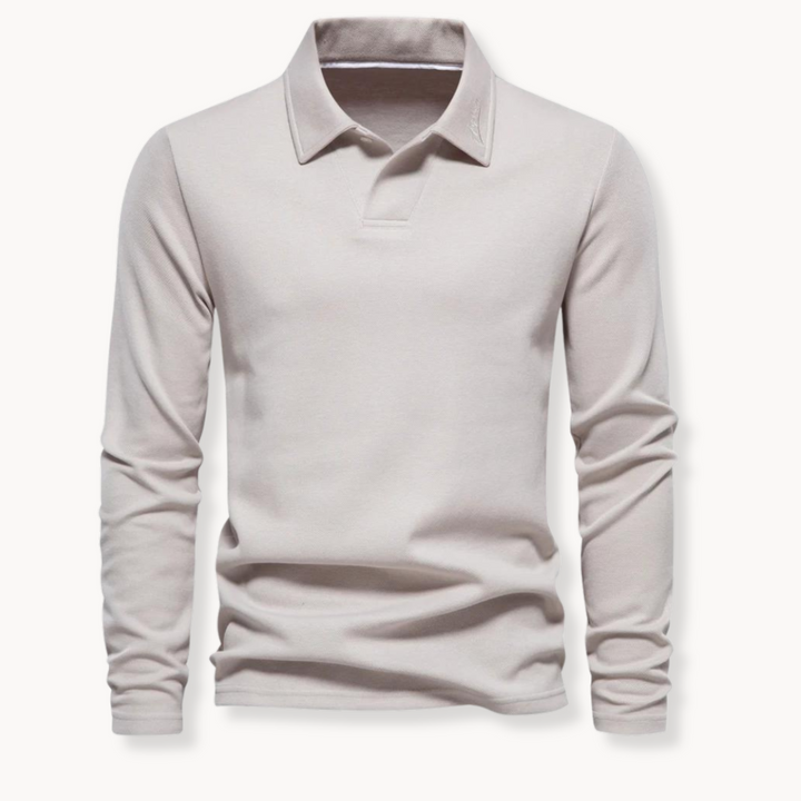 Herren Polo - Slim Fit mit langen Ärmeln und offener Kragen | Arbeit