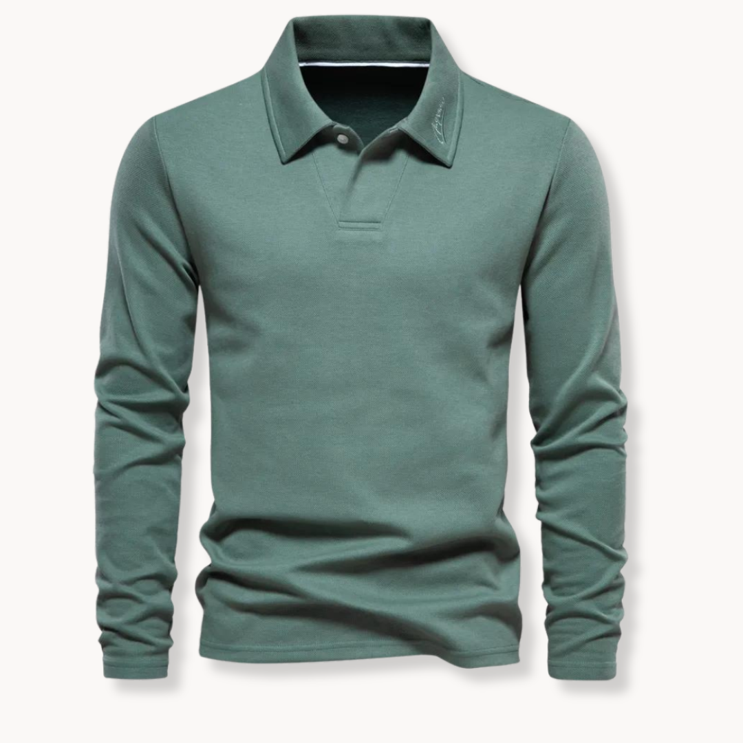 Herren Polo - Slim Fit mit langen Ärmeln und offener Kragen | Arbeit