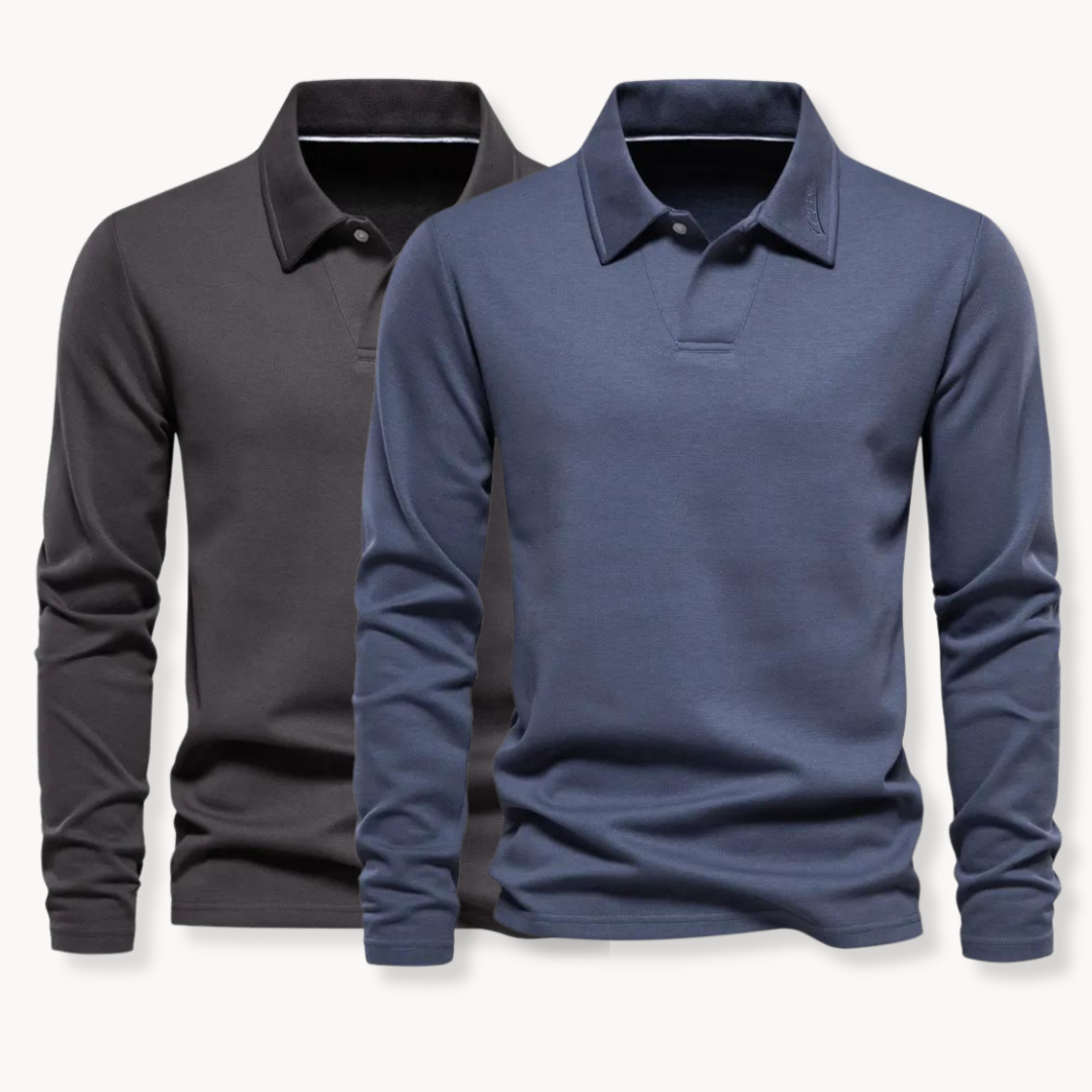 Herren Polo - Slim Fit mit langen Ärmeln und offener Kragen | Arbeit