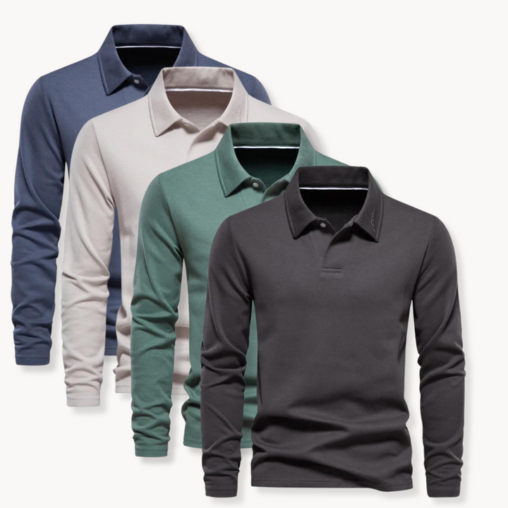 Herren Polo - Slim Fit mit langen Ärmeln und offener Kragen | Arbeit