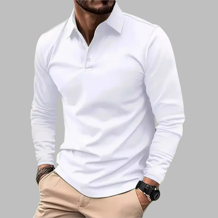 Herren T-Shirt - Polokragen mit langen Ärmeln | Slim Fit