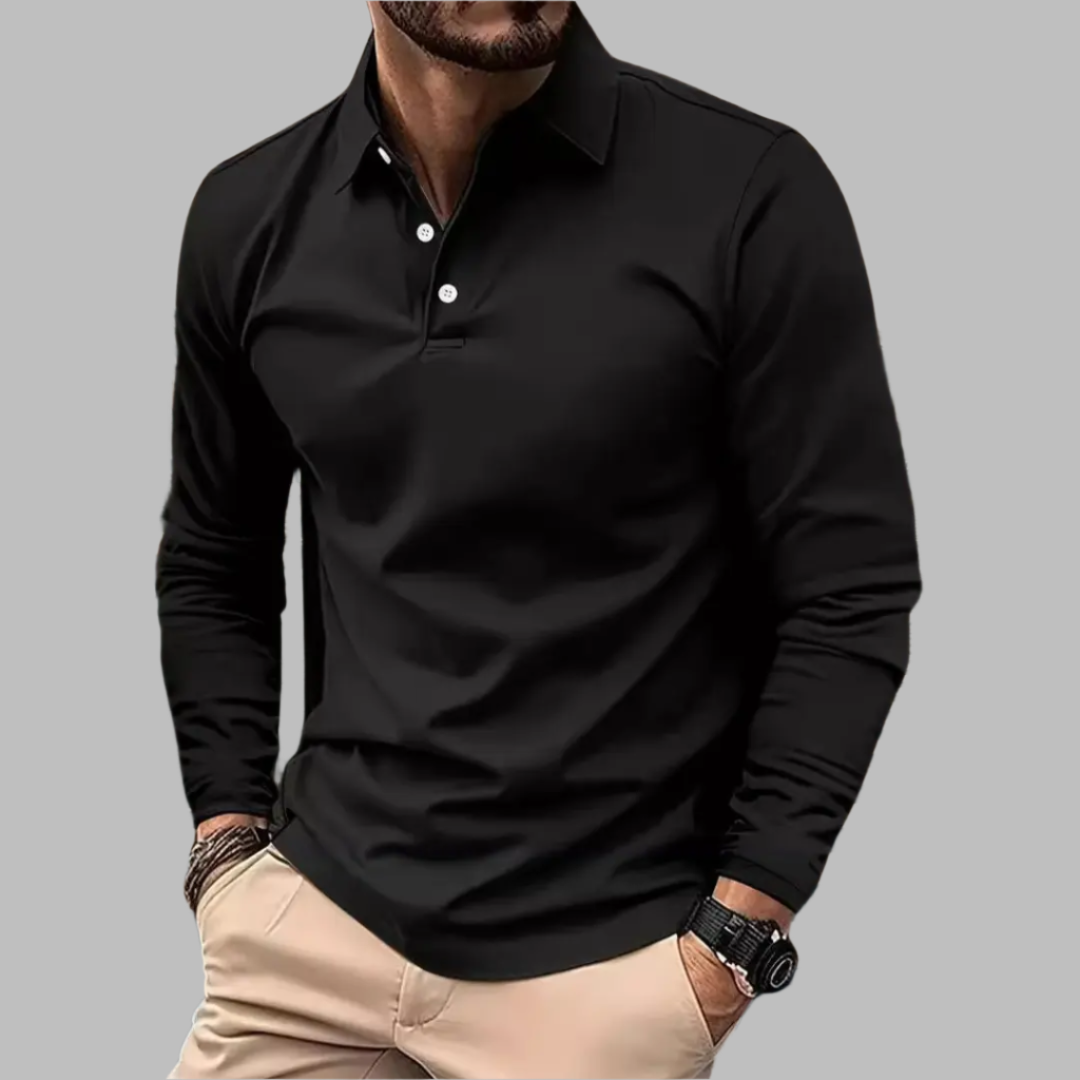 Herren T-Shirt - Polokragen mit langen Ärmeln | Slim Fit