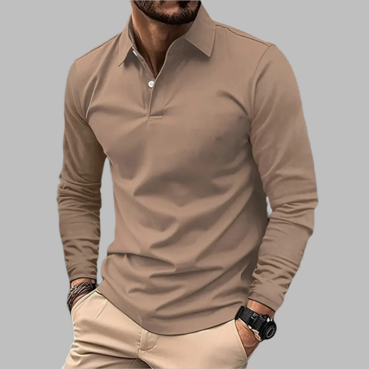 Herren T-Shirt - Polokragen mit langen Ärmeln | Slim Fit