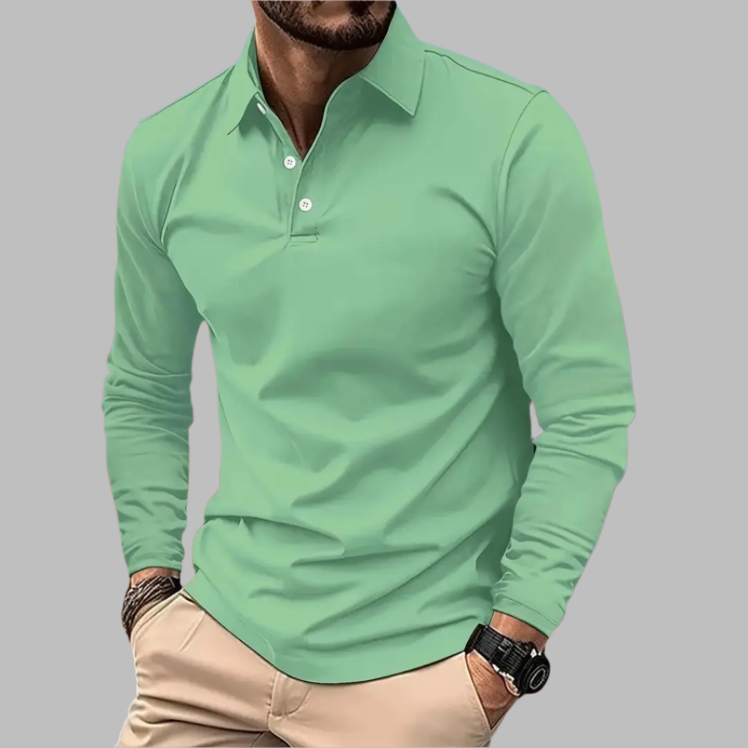Herren T-Shirt - Polokragen mit langen Ärmeln | Slim Fit